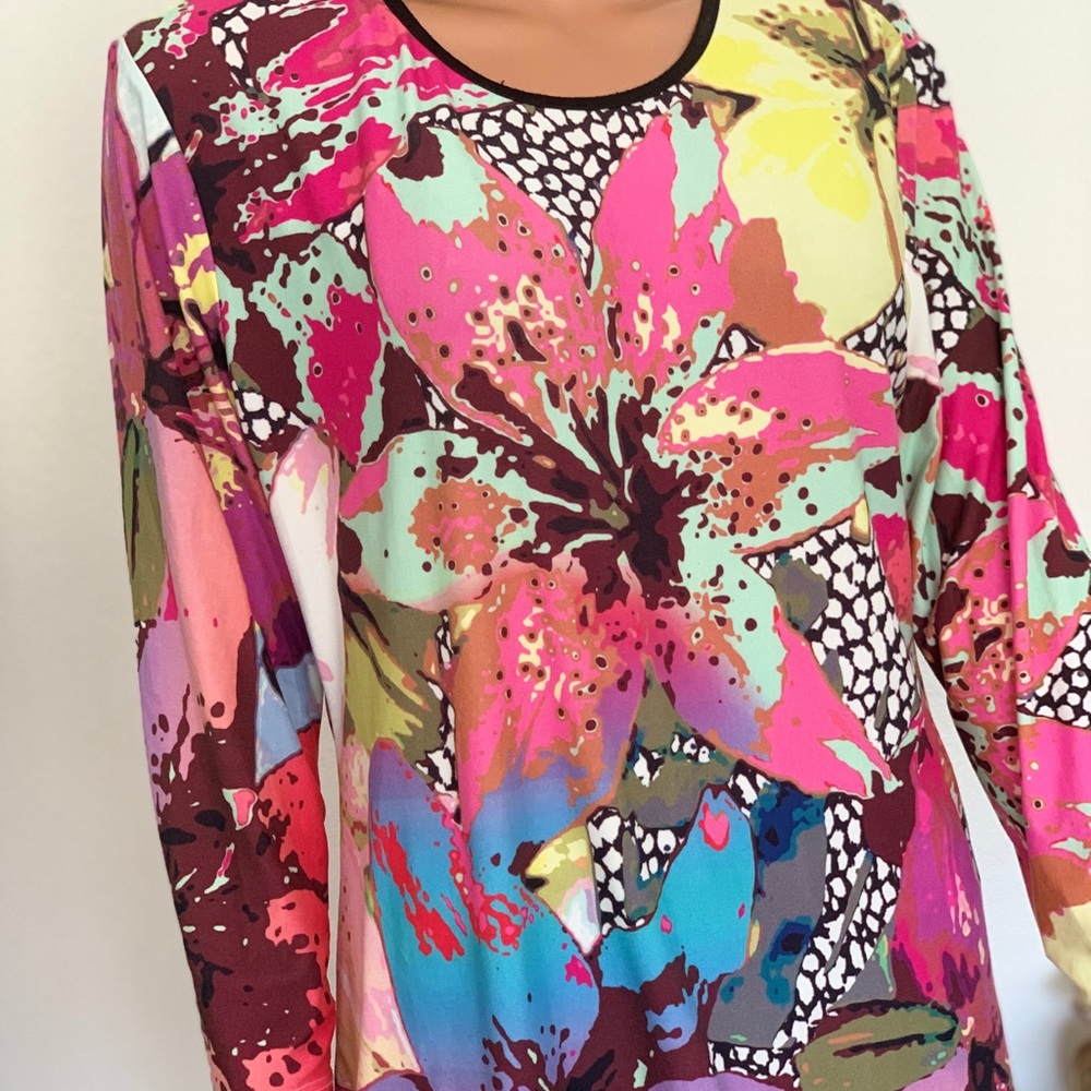 Caia L Multicolors Top Floral Designer Stretchy